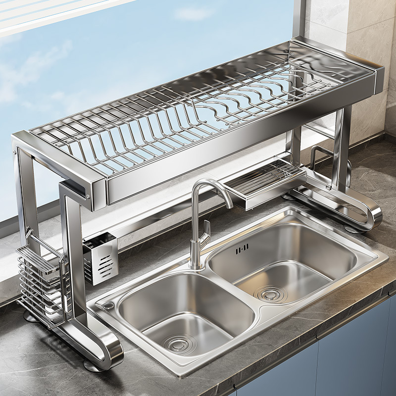 Shuaishi 304 Stainless Steel Sink Rack Kitchen Dishwashing Sink Bowl and Plate Storage Sink Multifunctional Draining Bowl Rack Shuaishi 304 Stainless Steel Sink Rack Kitchen Dishwashing Sink Bowl and Plate Storage Sink Multifunctional Draining Bowl Rack