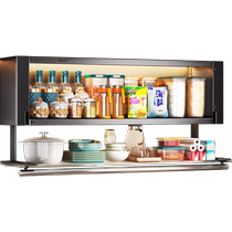 Thickened glass kitchen shelves wall-mounted cabinets wall cabinets under the cabinets household seasoning racks food preparation plates hanging cabinets storage cabinets