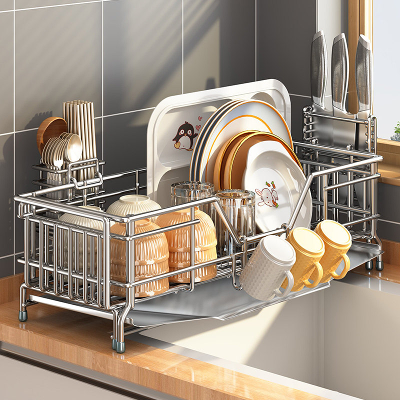 304 Stainless Steel Kitchen Bowl Rack Drain Rack Table Top Sink Shelf Placing Bowl tray Bowl Bowls and chopsticks Bowl Dish Containing Shelf-Taobao