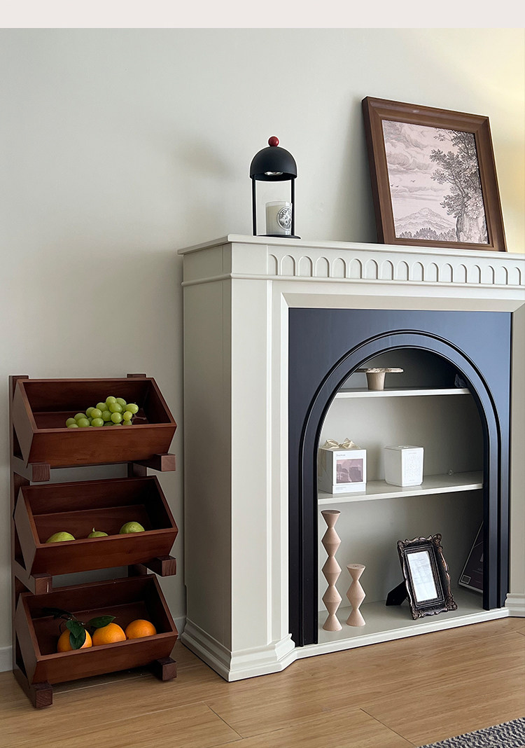 шкаф для ванной 巢趣法式奶油风实木壁炉装饰柜复古客厅壁炉边柜入户壁炉玄关柜