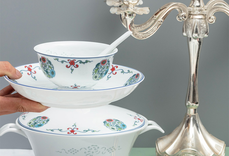 Jade cypress pastel and exquisite dishes suit white porcelain tableware in jingdezhen glaze covered 26 times home dishes by