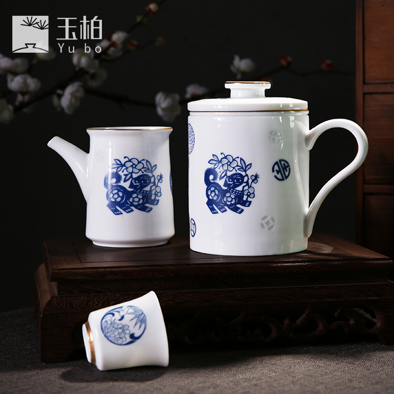 Jade jingdezhen ceramic tea set mark parker and exquisite porcelain with cover filter cup white porcelain master single CPU flourishing