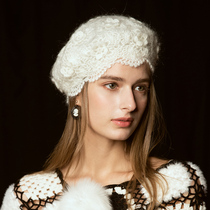 Retro beret autumn and winter Korean autumn wool hat sweet and cute white British knitted hat Bud hat children