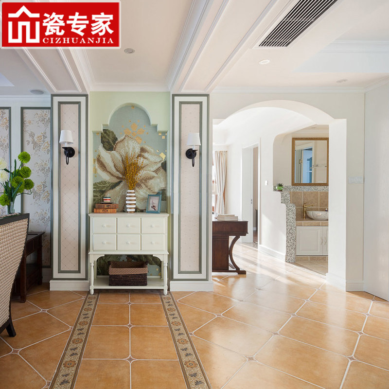 American Fields Garden Guest Dining Room Anti-Slip Floor Tiles Imitation Ancient Brick European-style Mediterranean Bedroom Book Room Rounded Retro Tiles