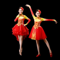 Beating drum costumes The new China Wind ethnic dance plays out the modern qipao water drum waist drum fan-dancing adult female