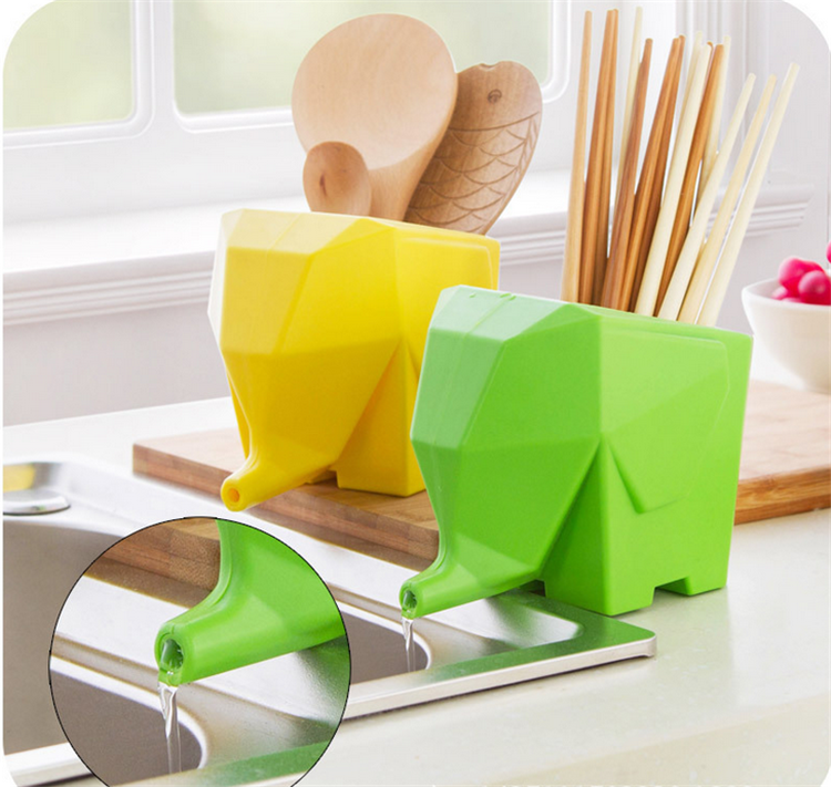 New Products Elephant Water Drainer Elephant Kitchen Guard Three-in-one Containing Box Creative Chopsticks Cutlery Cutlery Containing Cup Toothbrush Shelf