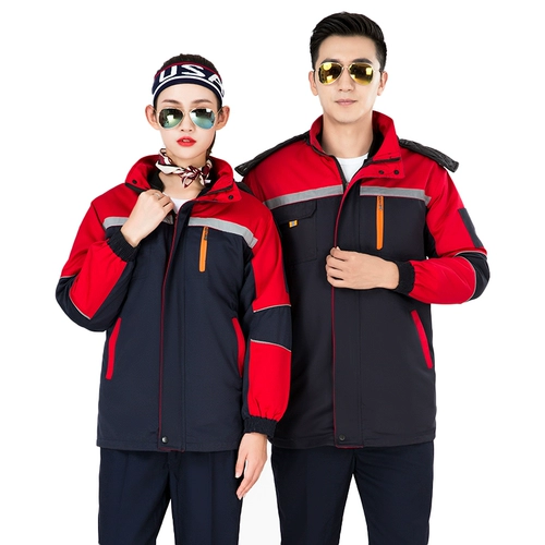 Зимняя светоотражающая куртка для работы, съемный пуховик, увеличенная толщина, длина миди