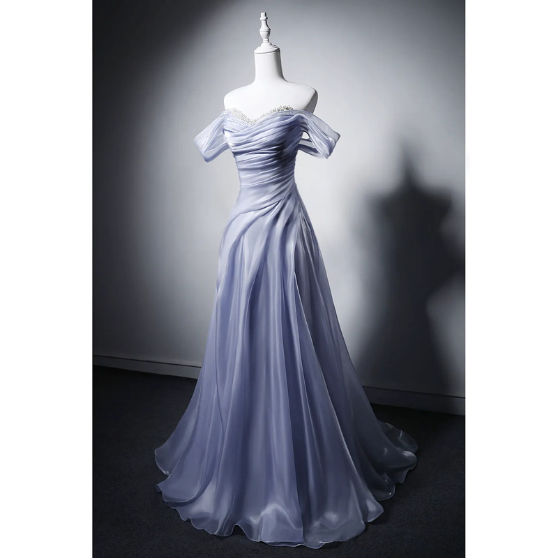 Ice Blue Evening Dress for Birthday Party, Coming-Of-Age Ceremony, Annual Meeting, One-Shoulder High-End Gown, 2026 New Model