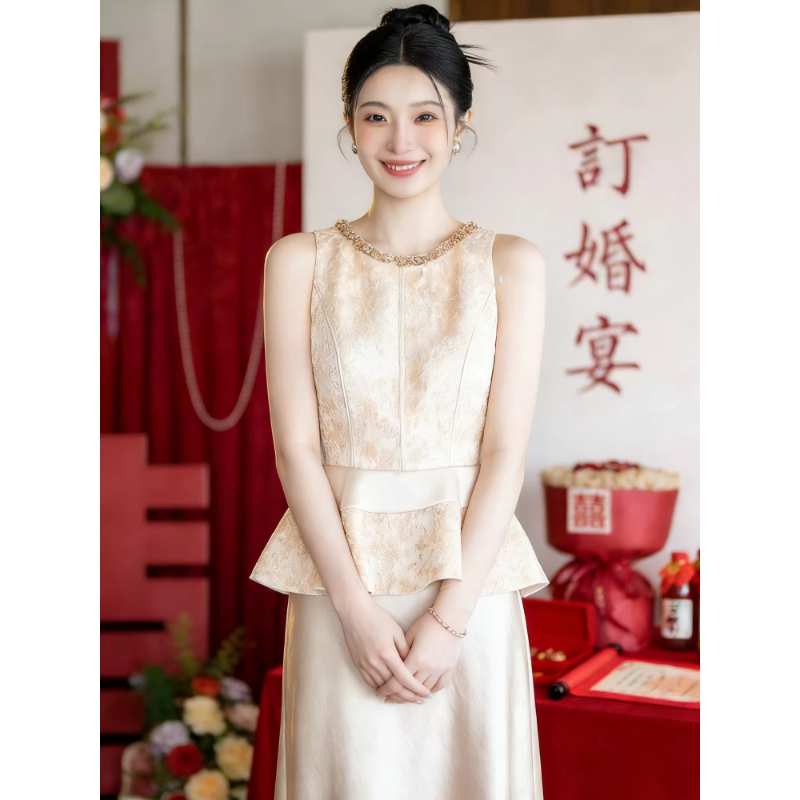 Beautiful Engagement Dress That Can Be Worn Daily, Elegant and Stylish, New Chinese Style 2026 Model, Niche Luxury Dress, Sleeveless