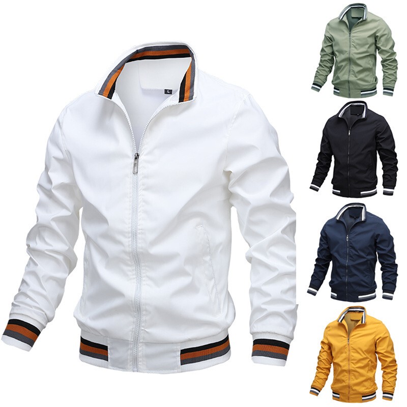 Bargain: Export Spring/Autumn Solid Color Men's Sports Jacket, European Size, Casual Stand Collar, Short Style, Loose Fit for Young Men Bargain: Export Spring/Autumn Solid Color Men's Sports Jacket, European Size, Casual Stand Collar, Short Style, Loose Fit for Young Men