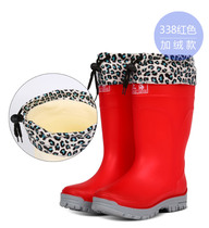 Winter warm rain shoes women detachable cotton sleeve plus velvet middle tube fashion rain boots cute Korean water boots water shoes overshoes