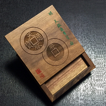 Old money Zhuang Tianqi Qitong Baofold ten back Office (71mm round case) Black walnuts Single piece of solid wood box