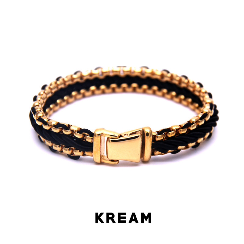European and American popular hiphop cuban all-match man Gold-plated buckle bracelet
