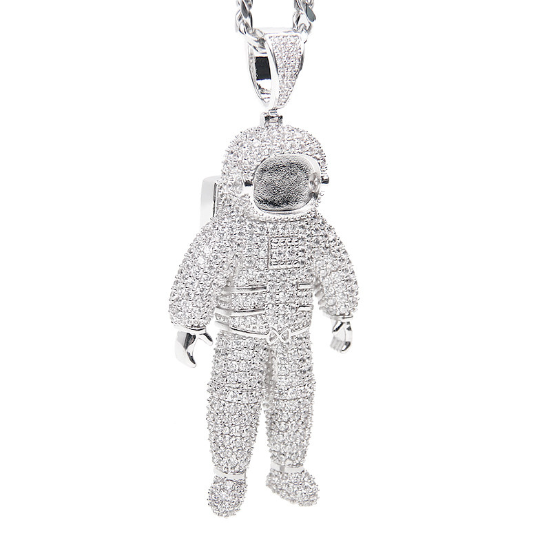 kream ice full diamond astronaut necklace hip hop
