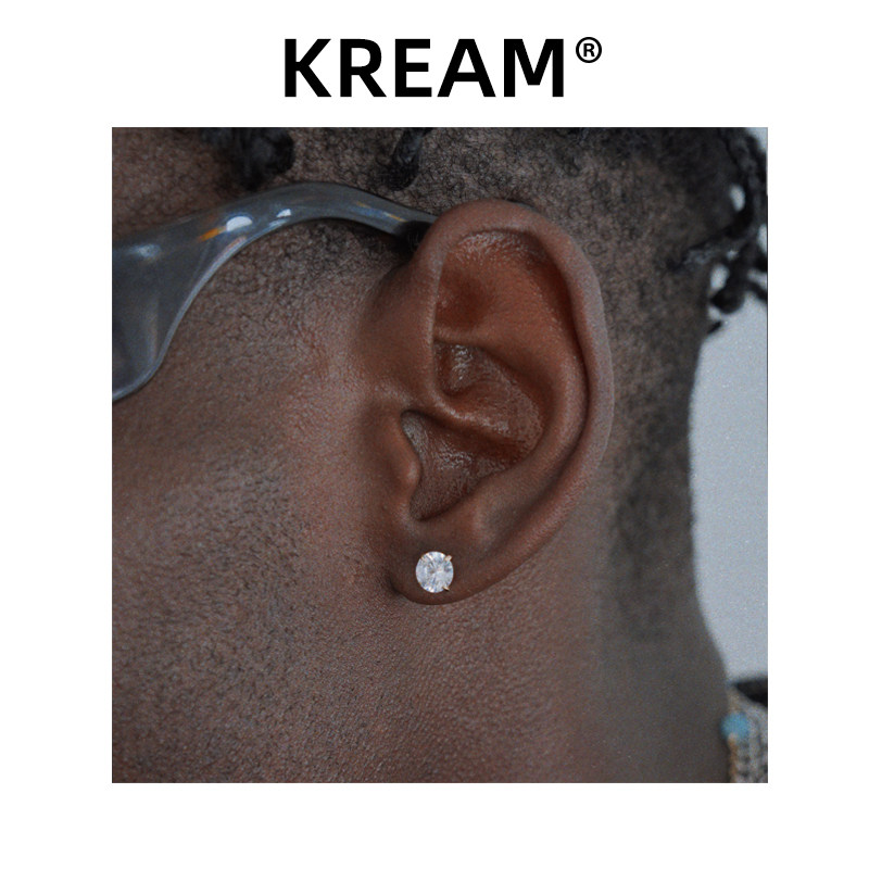 KREAM 10K real gold gold claw Zircon Earrings Pure gold diamond stud earrings men and women Zircon