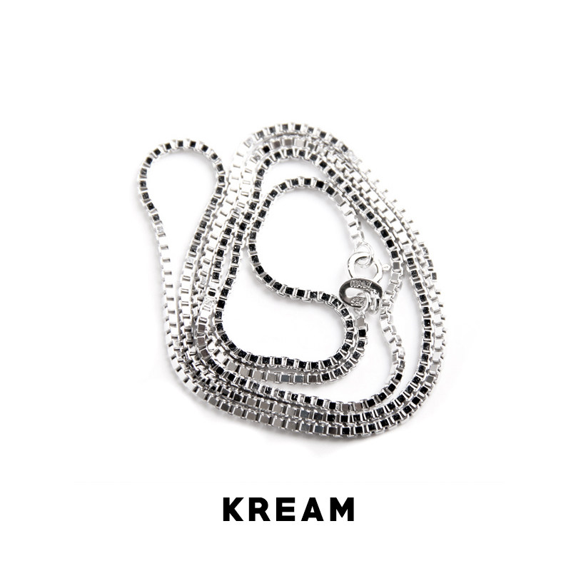 S925 Sterling silver box chainpure silver plated platinum box necklace male and female lock bone chain