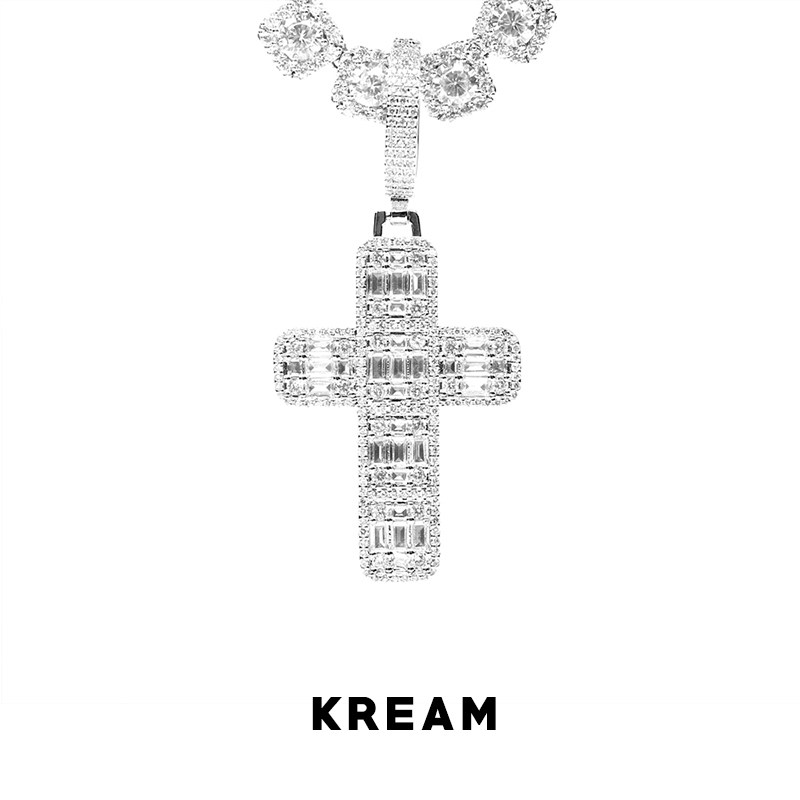 ice out cross pendant white gold plated full diamond cross necklace men's hip hop women's collarbone chain