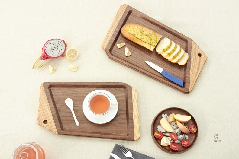 Hi pallet gỗ óc chó Khay gỗ hình chữ nhật Bánh mì cốc ăn sáng cốc cà phê khay gỗ phong cách Nhật Bản - Tấm đũa gỗ mun