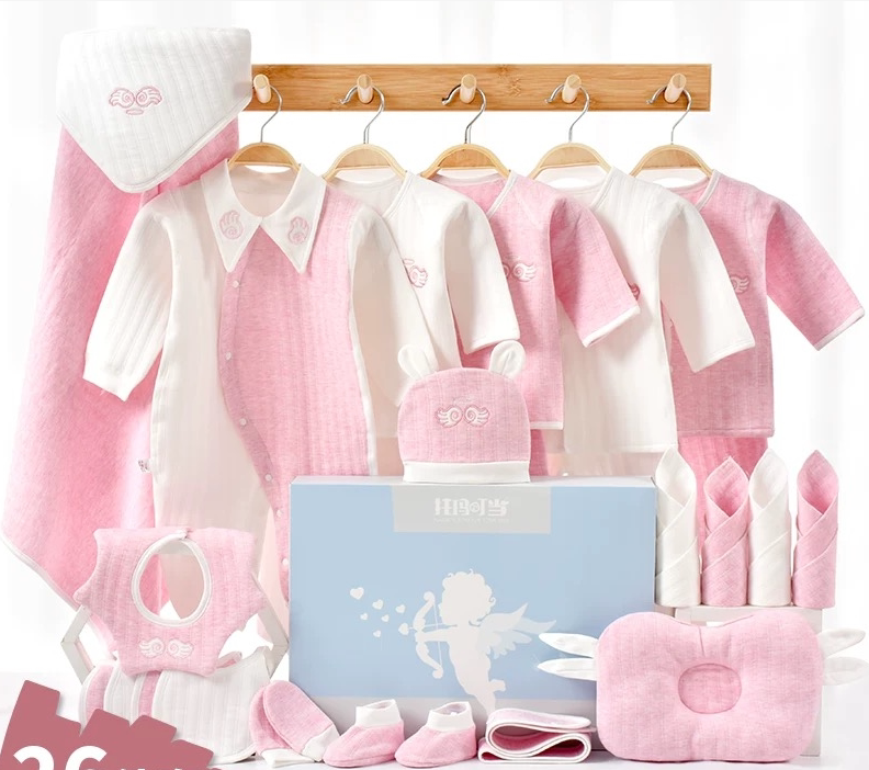 Hong Kong Newborn gift box Cotton baby clothes set Spring and summer Newborn baby full moon gift