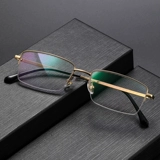 Очки в полуоправе с золотой оправой для мужчин, близорукость, сверхлегкие, маленькое лицо, оправа для глаз из чистого титана для мужчин, могут быть оснащены рецептурным антисиним светом