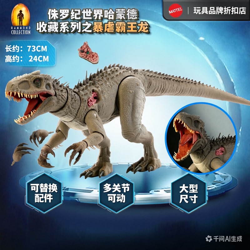 [Harmonold in Stock] Mattel Indominus Rex Jurassic World Hammond Collectible Toy Jkg98