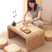 Japanese-Korean simple rattan straw woven tatami tea table table Kang table floating window table small coffee table Chinese low table