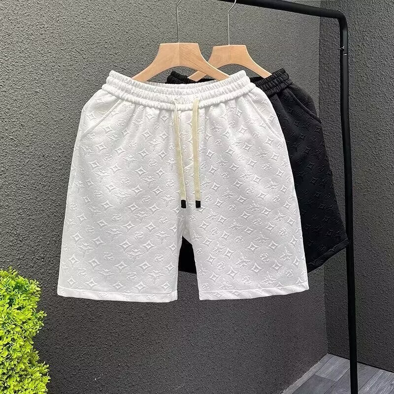 Summer High-End Casual Style White Jacquard Shorts Men's Trendy Brand Five-Point Shorts 2024 New Men's Beach Shorts Summer High-End Casual Style White Jacquard Shorts Men's Trendy Brand Five-Point Shorts 2024 New Men's Beach Shorts