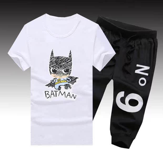 9,9 bộ đồ thể thao mùa hè Quần short nam Hàn Quốc Quần 5 điểm 7 điểm Quần xu hướng sinh viên áo thun ngắn tay quần thun nam
