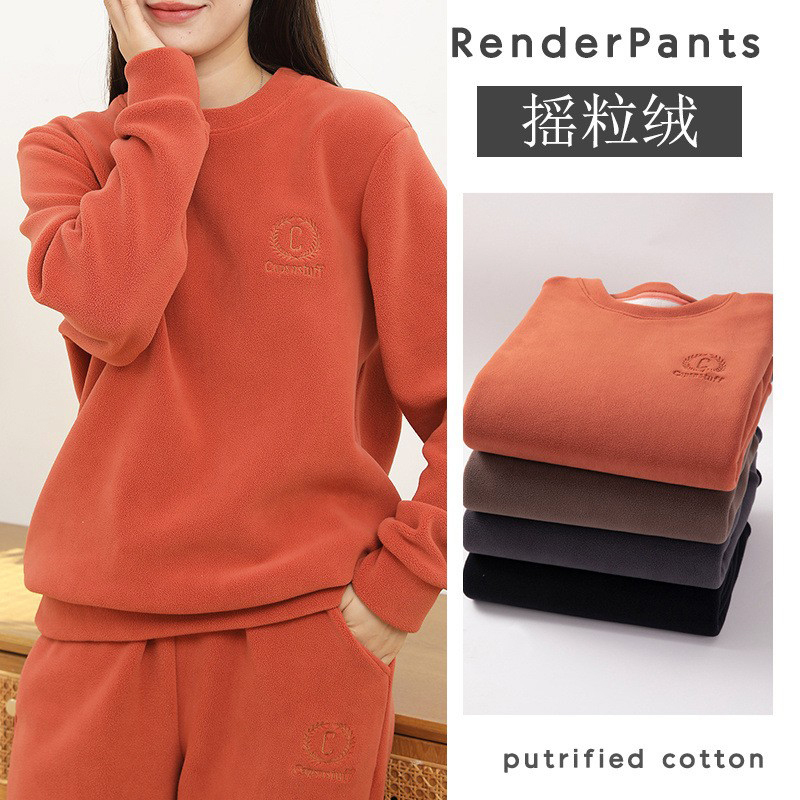 Autumn and Winter Fleece Pajamas for Women 2026 New Style Fleece-Lined Thickened Set Winter Loungewear Can Be Worn Outside Two-Piece Set