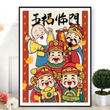 Wufu Linmen New Cross Stitch 2025 Новая гостиная Высококачественные маленькие кусочки с пятилетними богами богатства крыльца