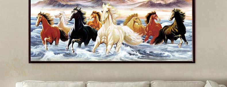 Mona Lisa 8 Ngựa thêu cross stitch 2019 phòng khách mới Tám Ngựa thành công đến tám con ngựa mạnh - Công cụ & phụ kiện Cross-stitch tranh thêu chữ thập đức mẹ