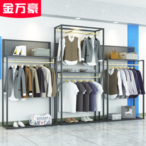 Mens clothing store display rack high-end clothing display rack floor-to-ceiling double-layer side hanging shelf store decoration design