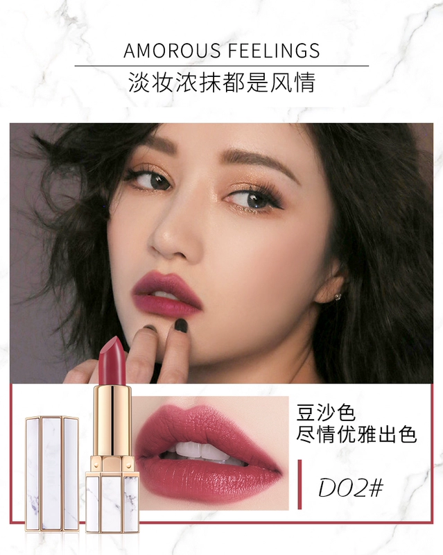 Son môi 2 màu cẩm thạch mờ phụ nữ dưỡng ẩm lâu dài Trung Quốc hàng hóa giá rẻ thích hợp đậu màu son môi men sinh viên son kem dior