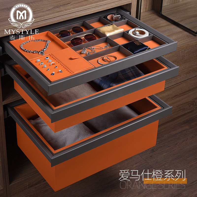 Wardrobe Pull Basket Drawer-style cloakroom Push-and-pull Trousers Rack Plaid for Home Flex Ornament Box Cloakroom