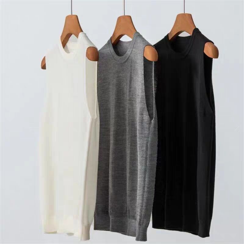 Yangzi Yarn Round Neck Fine-Spun 100% Pure Wool Vest for Women, Thin Sleeveless Base Shirt, Loose Wool Vest Knitwear Yangzi Yarn Round Neck Fine-Spun 100% Pure Wool Vest for Women, Thin Sleeveless Base Shirt, Loose Wool Vest Knitwear