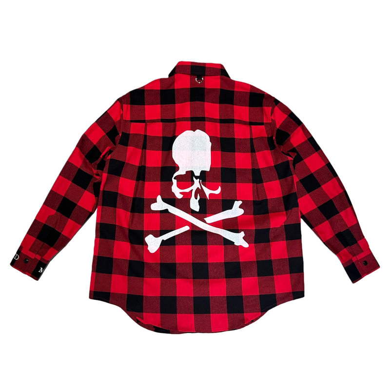 Mastermind New Autumn and Spring Skull Print Pure Cotton Plaid Long-Sleeved Letter Embroidered Shirt Base Layer
