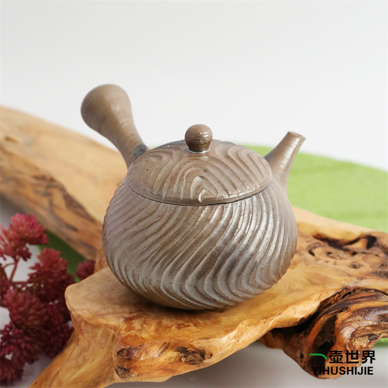 日本常滑烧急须 寿仙 银窑变波纹1 160ml 纯手工日式紫砂侧把茶壶