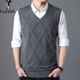 Woodpecker len vest nam cổ chữ V mùa thu và cotton mùa đông áo len không tay áo len trung niên áo len ấm áp vest áo len dệt kim