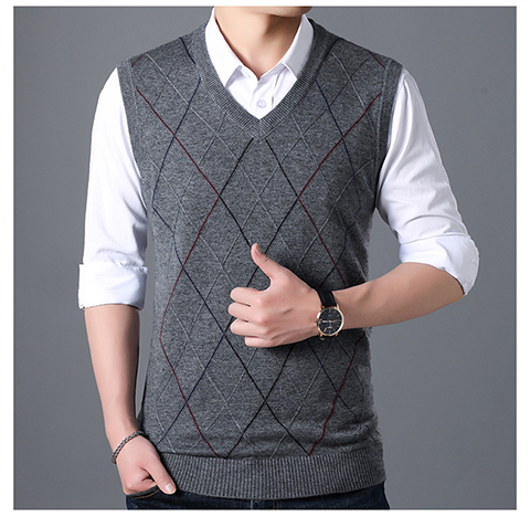 Woodpecker len vest nam cổ chữ V mùa thu và cotton mùa đông áo len không tay áo len trung niên áo len ấm áp vest đồ vest nam
