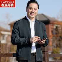 Middle-aged mens father spring coat middle-aged mens casual jacket spring and autumn clothes stand neck 40 top 50