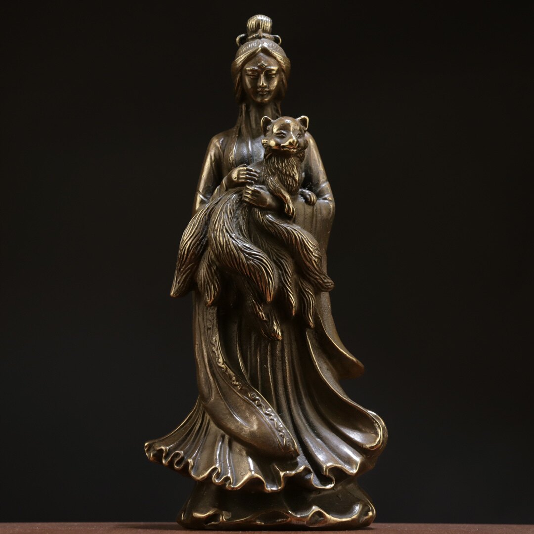 龙树菩萨女娲娘娘狐纯铜像大地之母始母创世神蛇蟒真身佛像摆件-淘宝