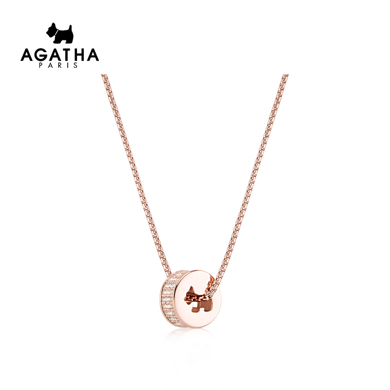 AGATHA 925 silver round puppy minimalist temperament collarbone chain best friend gift
