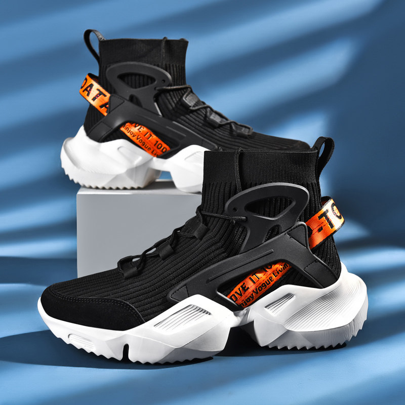 Men's Winter Breathable Mesh Fly-Knit Thin 2026 New High-Top Sock Sneakers Versatile Casual Dad Shoes Trendy Shoes