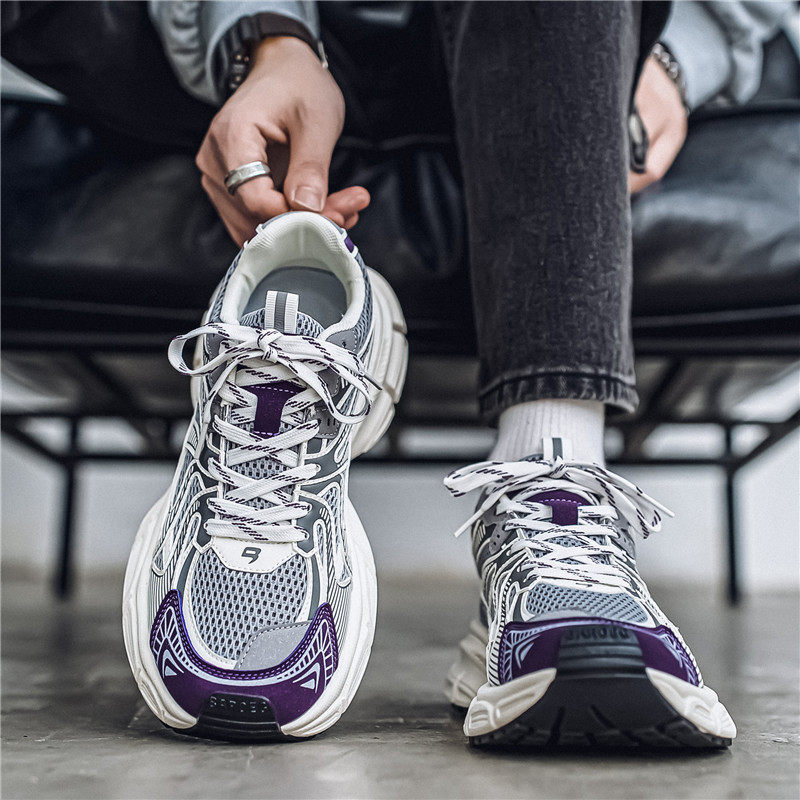 Hong Kong Style Men's Shoes, Winter Breathable Mesh, Youth Thick-Soled Height-Increasing Sports Running Casual High-End Dad Sneakers