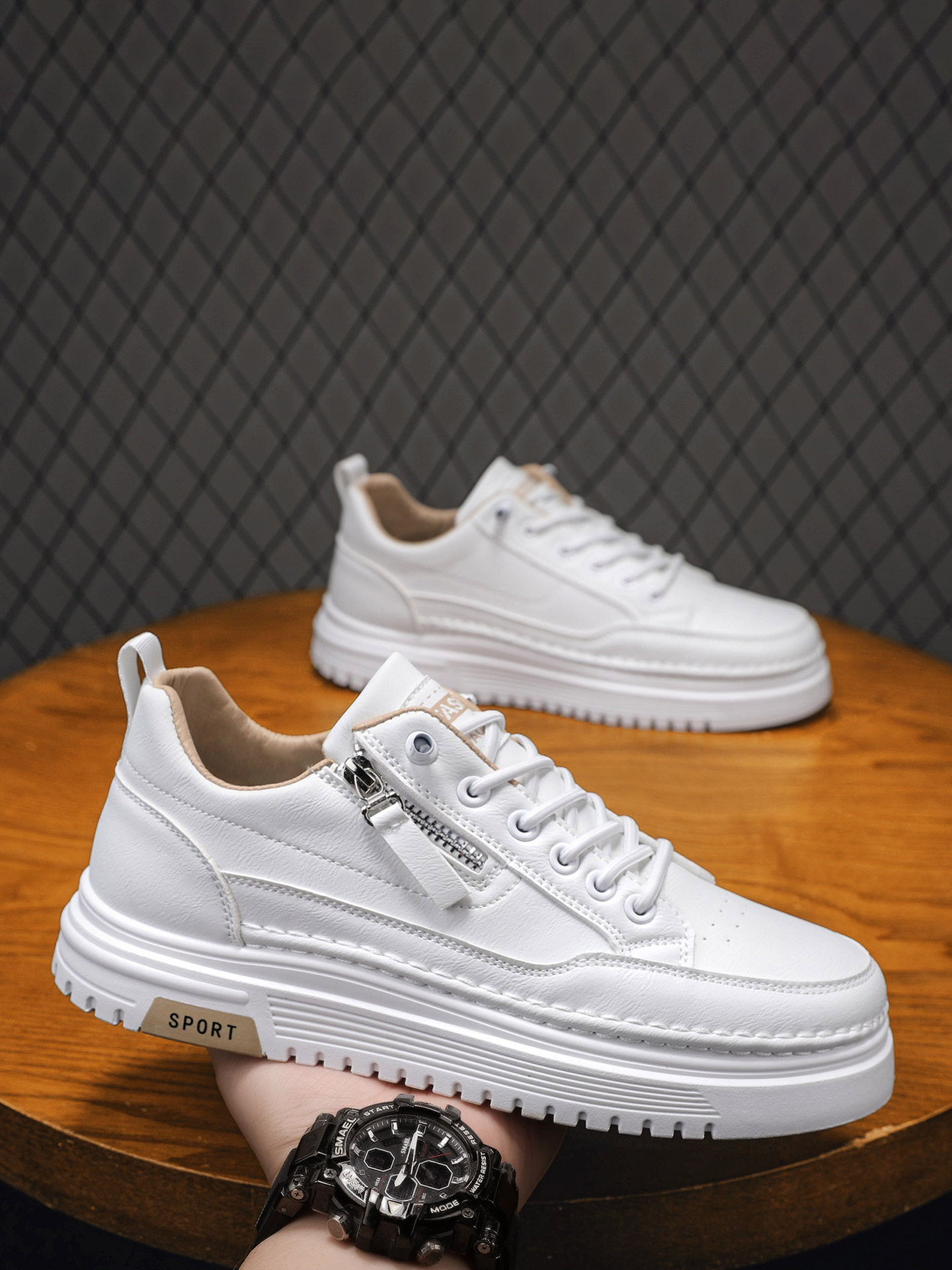 Black Men's Shoes 2026 New Spring Casual Slip-On Flat Shoes Height-Increasing Work Non-Slip Sports Trendy Shoes