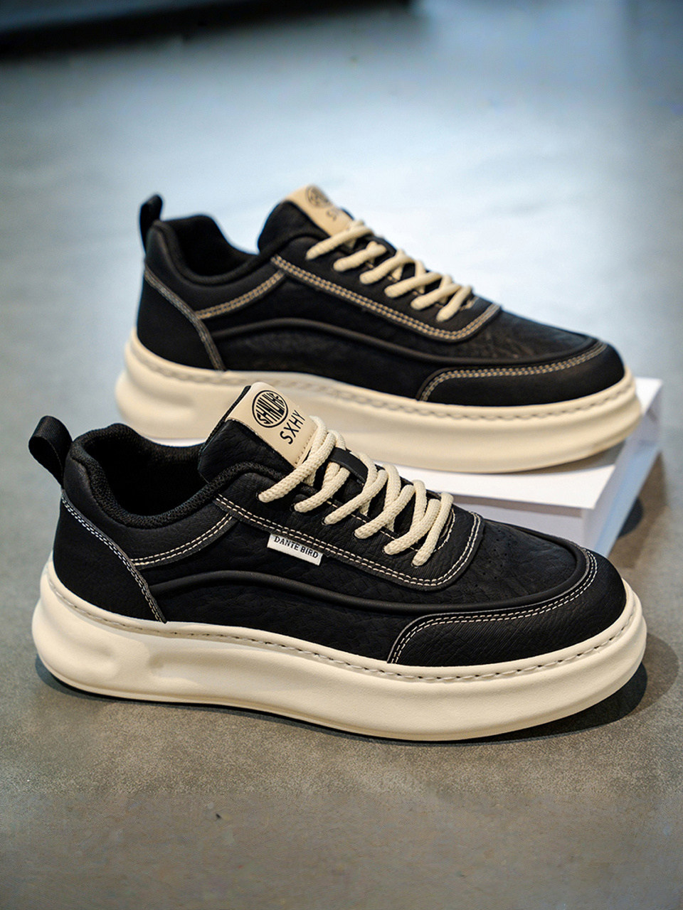 Men's Casual Sneakers 2026 New Winter Trendy Versatile Thick-Soled Height-Increasing Leather Sports Shoes