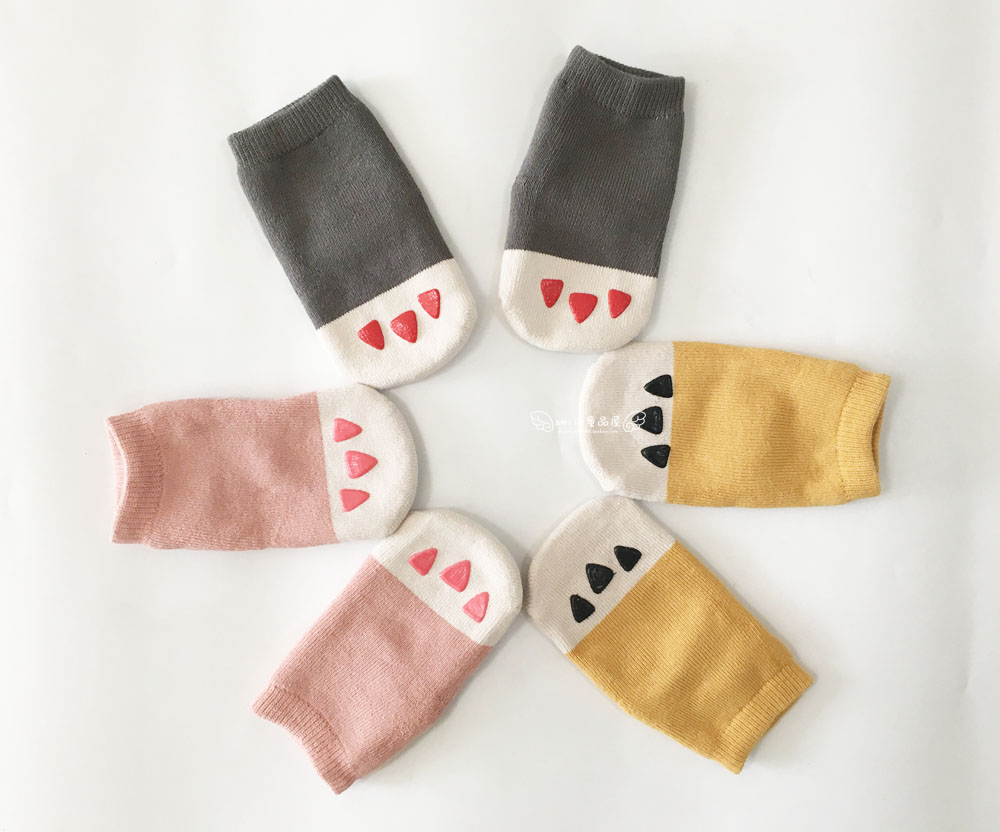 -smile-Korean version of super thick winter socks for infants and toddlers double-sided dispensing paw terry socks