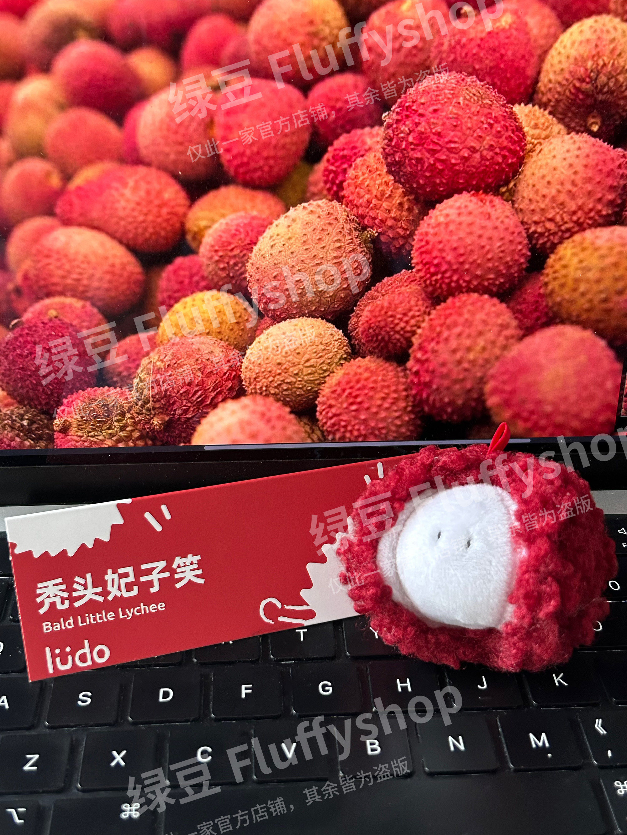 LUDO Bald Fruits Lychee Plush Keychain detail image