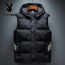  Playboy autumn and winter hooded down cotton vest mens thickened waistcoat sleeveless handsome warm jacket