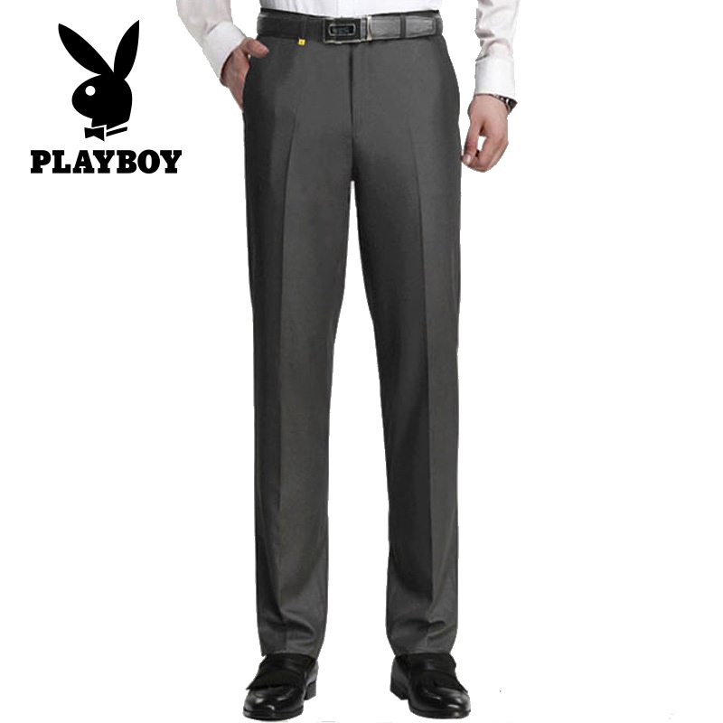 Playboy lụa băng của nam giới mỏng quần âu thân hình thon thả trong quần người Anh thẳng đàn ông bình thường của không phù hợp với quần sắt nam giới.